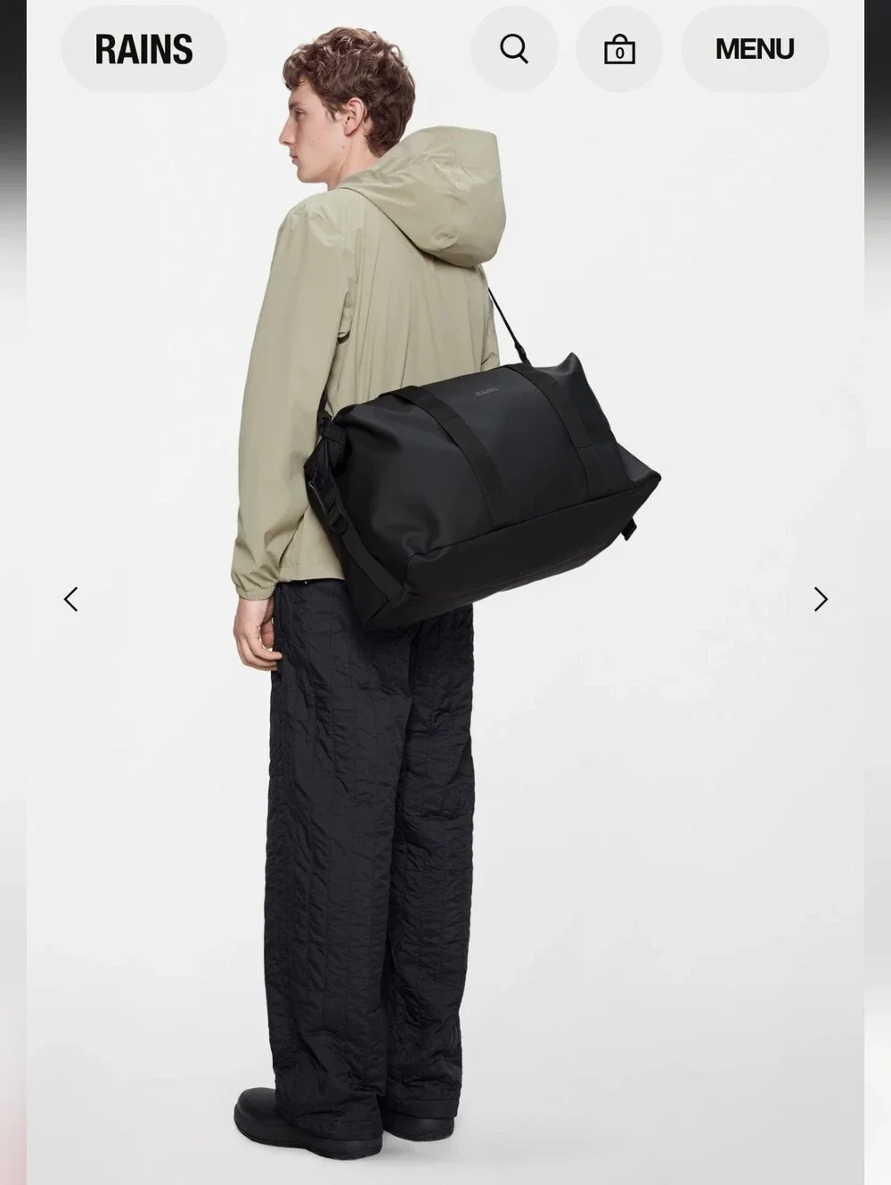 Rains Hilo Black Travel Waterproof Weekend Bag